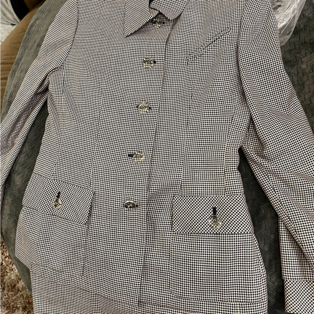 bill blass Black and White Houndstooth Blazer